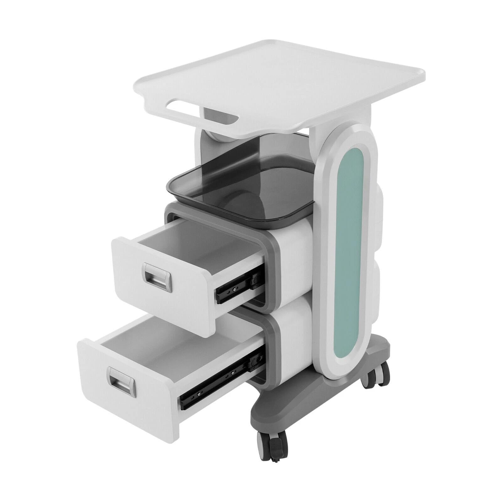 Carrello di servizio medico professionale,carrello medico con 2 cassetti 4 ruote universali silenziose capacità di carico 60 kg, per laboratorio, armadietto dentale e salone di bellezza