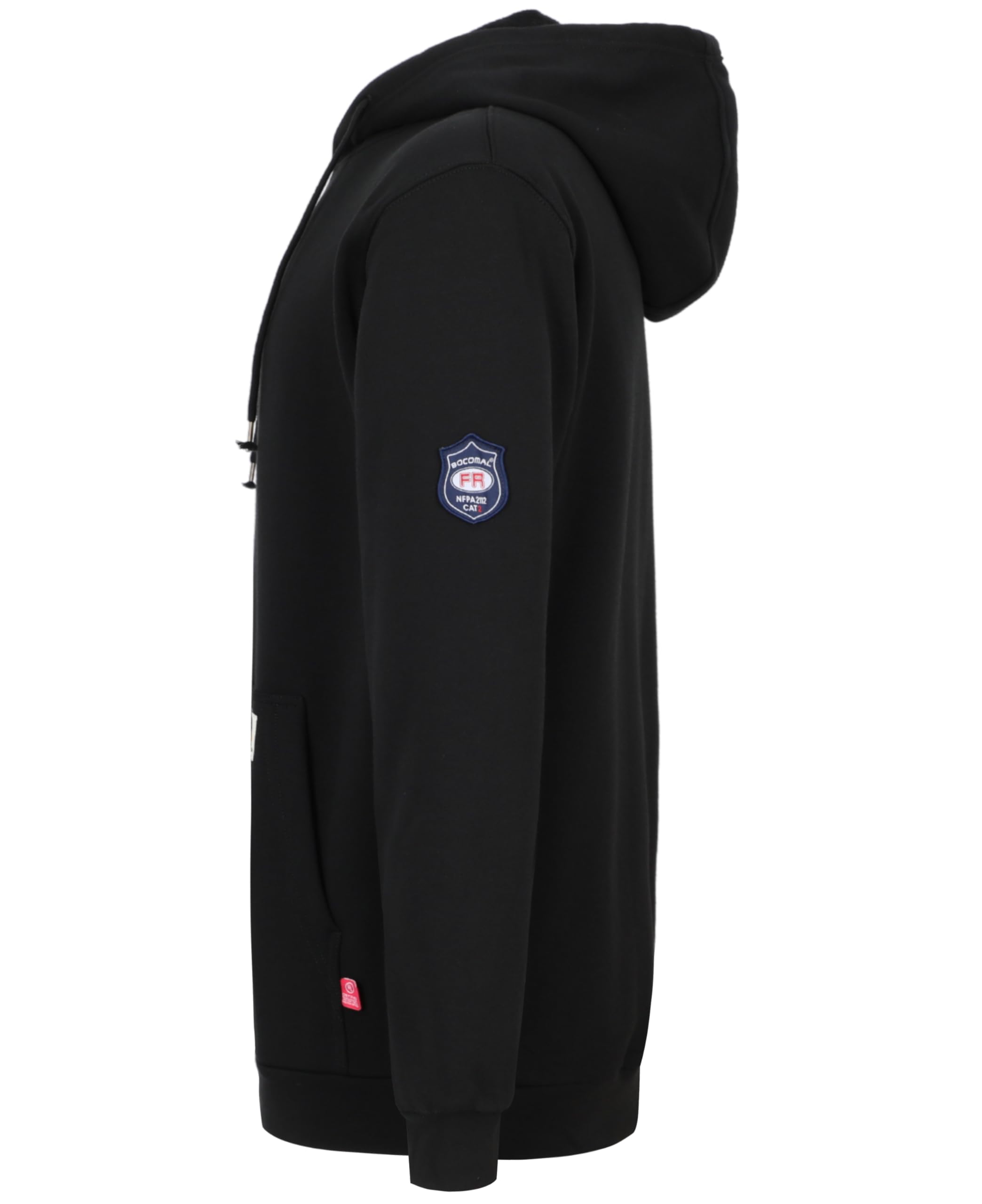 BOCOMAL FR Bluza z kapturem, 297 g, bawełniany polar, trudnopalna, czarna, XL