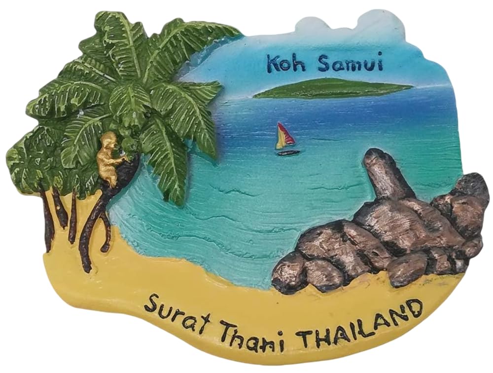 Magnete Frigorifero 3D Koh Samui Thailandia - Souvenir Di Viaggio In Resina Fatto A Mano - Dimensioni 5-10 Cm