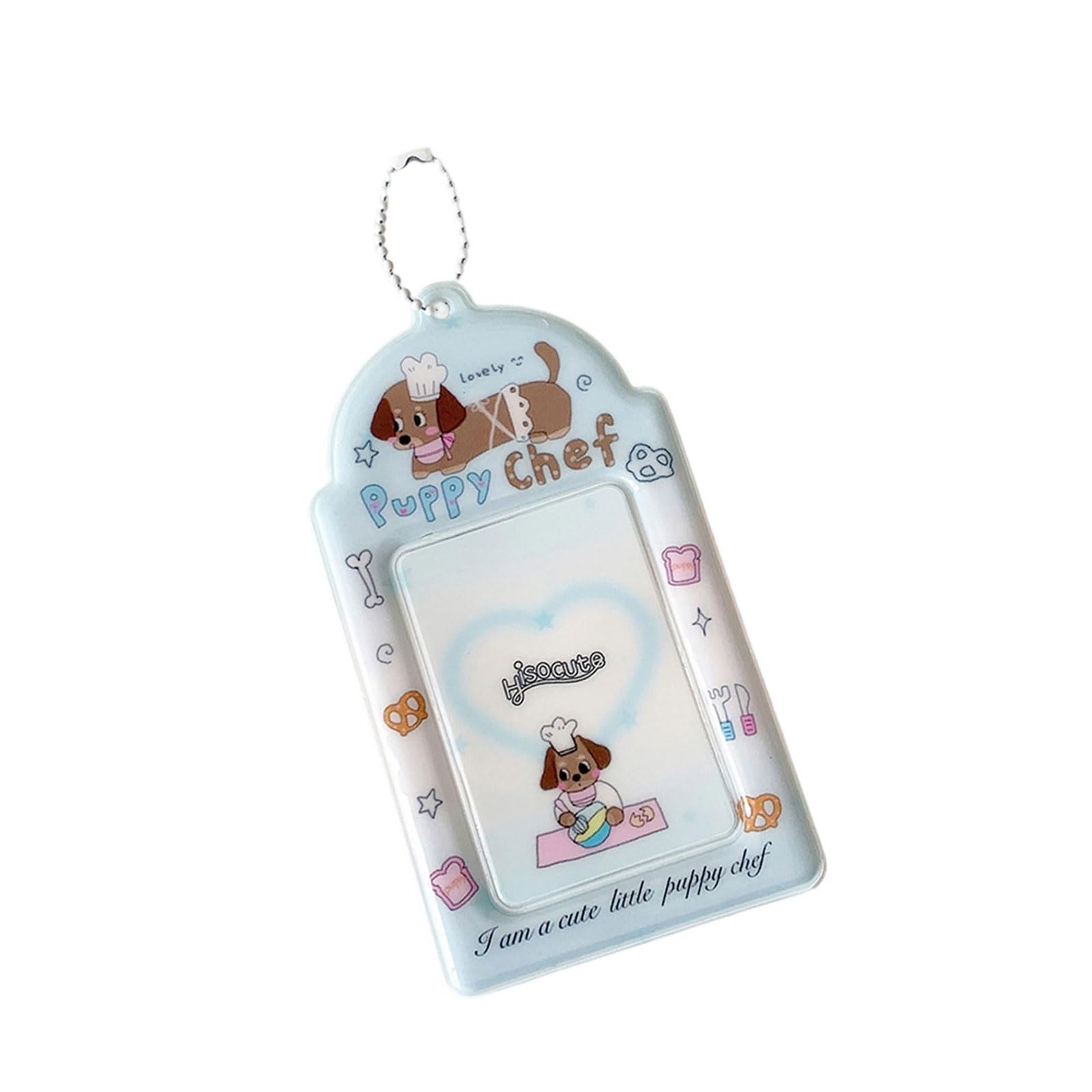 Uqezagpa Adorable Photo Card Holder Keychain Student Protector Sleeve with Keyring for School, Use Card Holder Protector