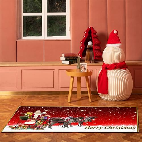 Miniatura 7 de Alfombra de Navidad de 23 x 70 pulgadas, antideslizante, lavable, tapete decorativo de Navidad para sala de estar, dormitorio, baño, lavandería,