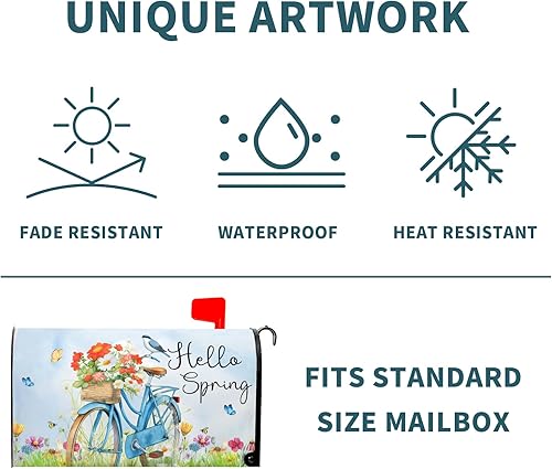 Miniatura 187 de Winter Cardinal Birds - Funda magnética para buzón, tamaño estándar de 25.5 x 21 pulgadas, diseño de pájaros rojos navideños para buzón