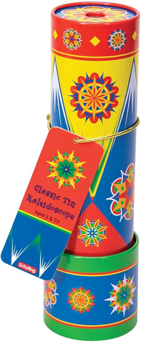 Schylling Classic Tin Kaleidoscope - Fun, Colorful Pattern-Changing Toy - Durable Tin with Multicolored Beads - Ages 3 and Up - One Piece