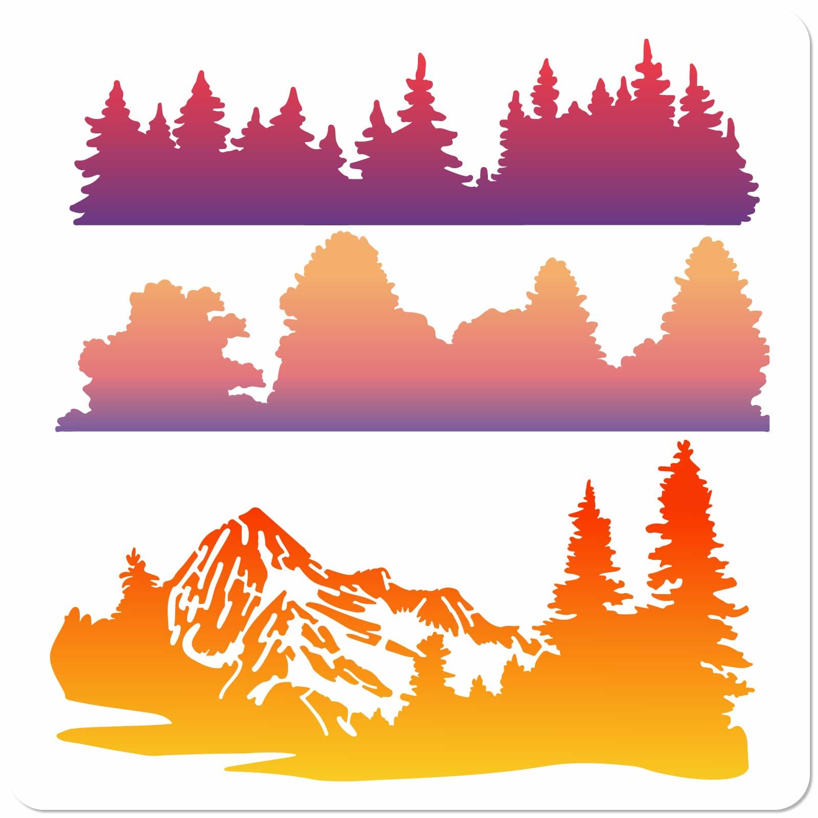 GORGECRAFT 30 x 30cm Hollow Out Forest Stencils Large Reusable Mountain Tree Plant Drawing Stencil Square Plastic Templates for Painting On Wood Floor Furniture Bag Cabinet Scrapbooking