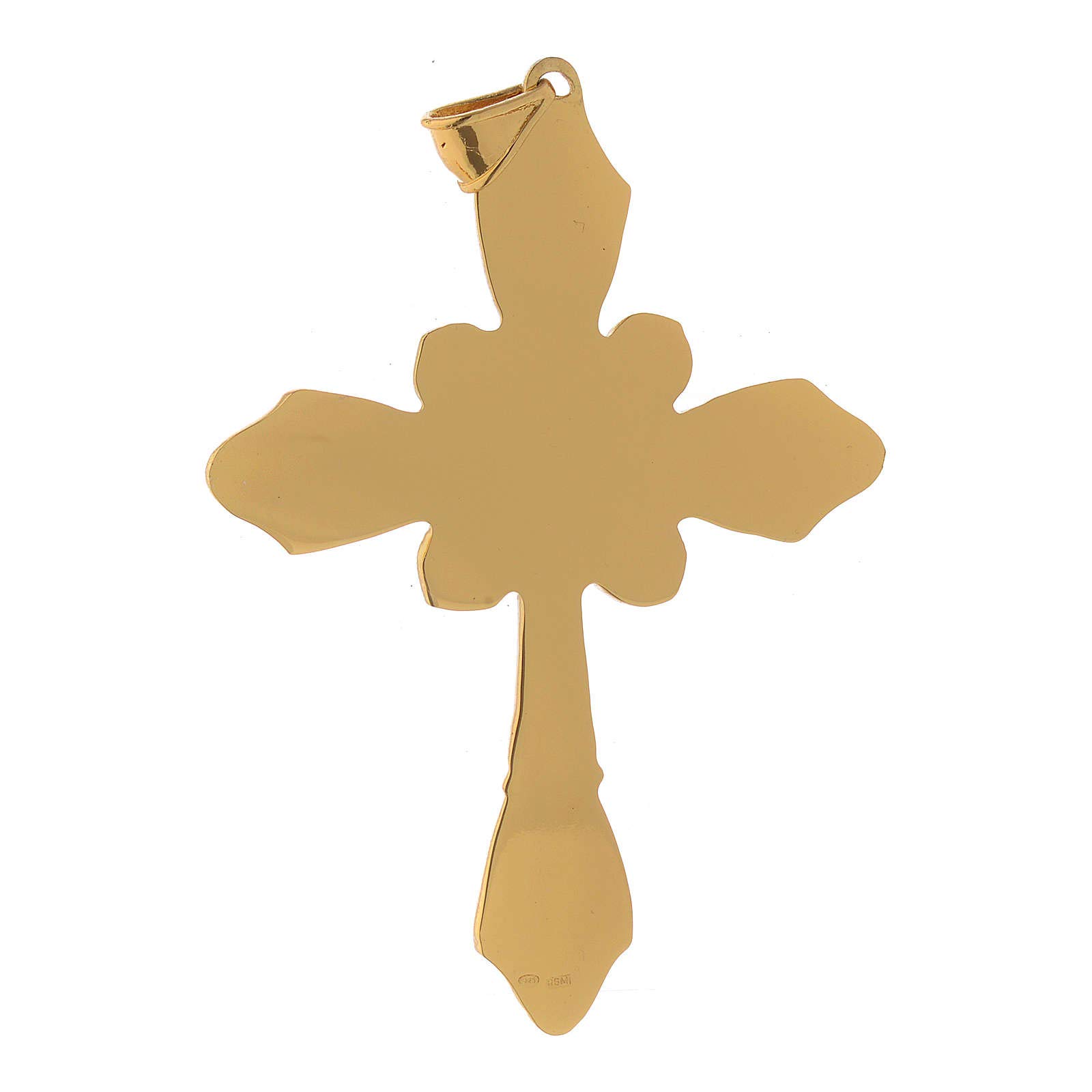 Holyart Articoli vescovili: Croce vescovile Argento 925 Dorato Cristalli Rossi