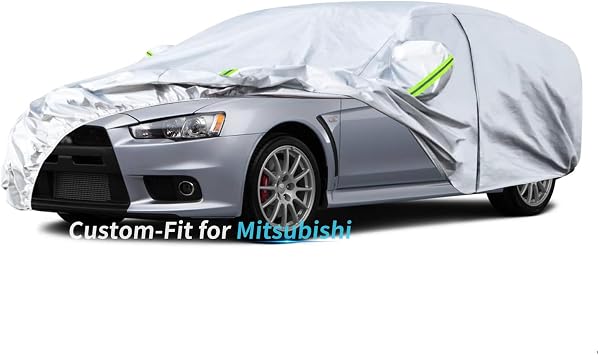 Custom-Fit for Mitsubishi Car Cover, 7 Layers Car Cover Waterproof All Weather for Automobiles, Outdoor Full Cover Rain Sun UV Protection with Zipper for Mitsubishi Mirage G4