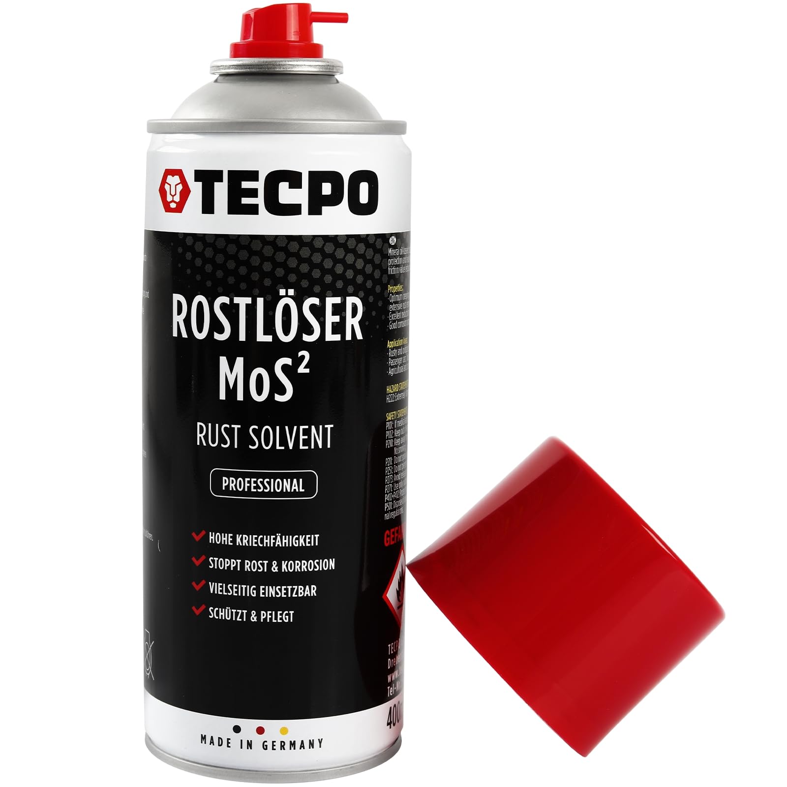 TECPO MoS² - Lote de 36 convertidores de óxido lubricante (400 ml, spray multifunción con protección contra la corrosión y capacidad de fluencia para conexiones oxidadas y oxidadas)