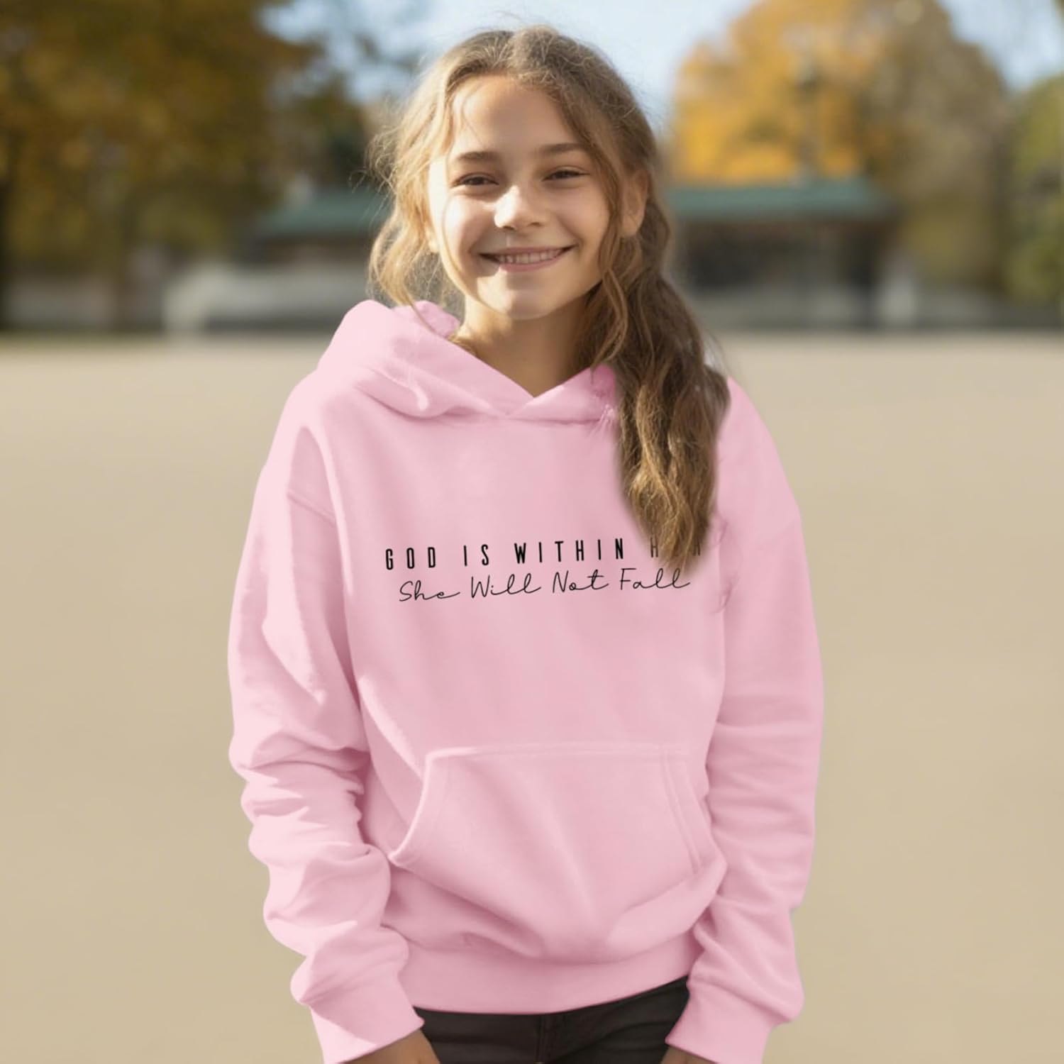 God is Within Her She Will Not Fall Hoodies for Girls Christian Jesus Sweatshirt Religious Bible Verse Preppy Top - Image 5