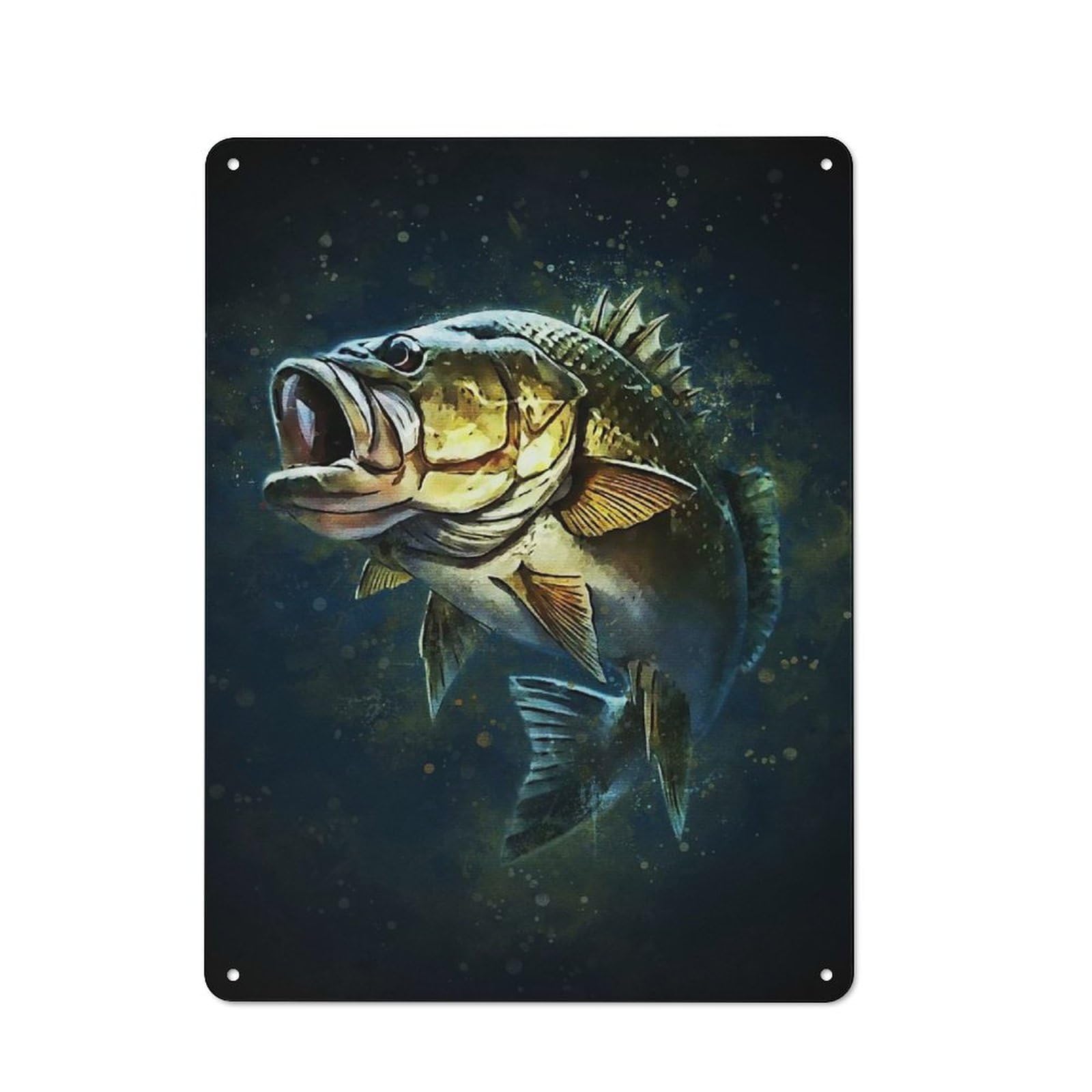 Fishing Fish Printed Metal Sign for Pet Owners, Birthday, Christmas Or Housewarming Gift, 40x30cm