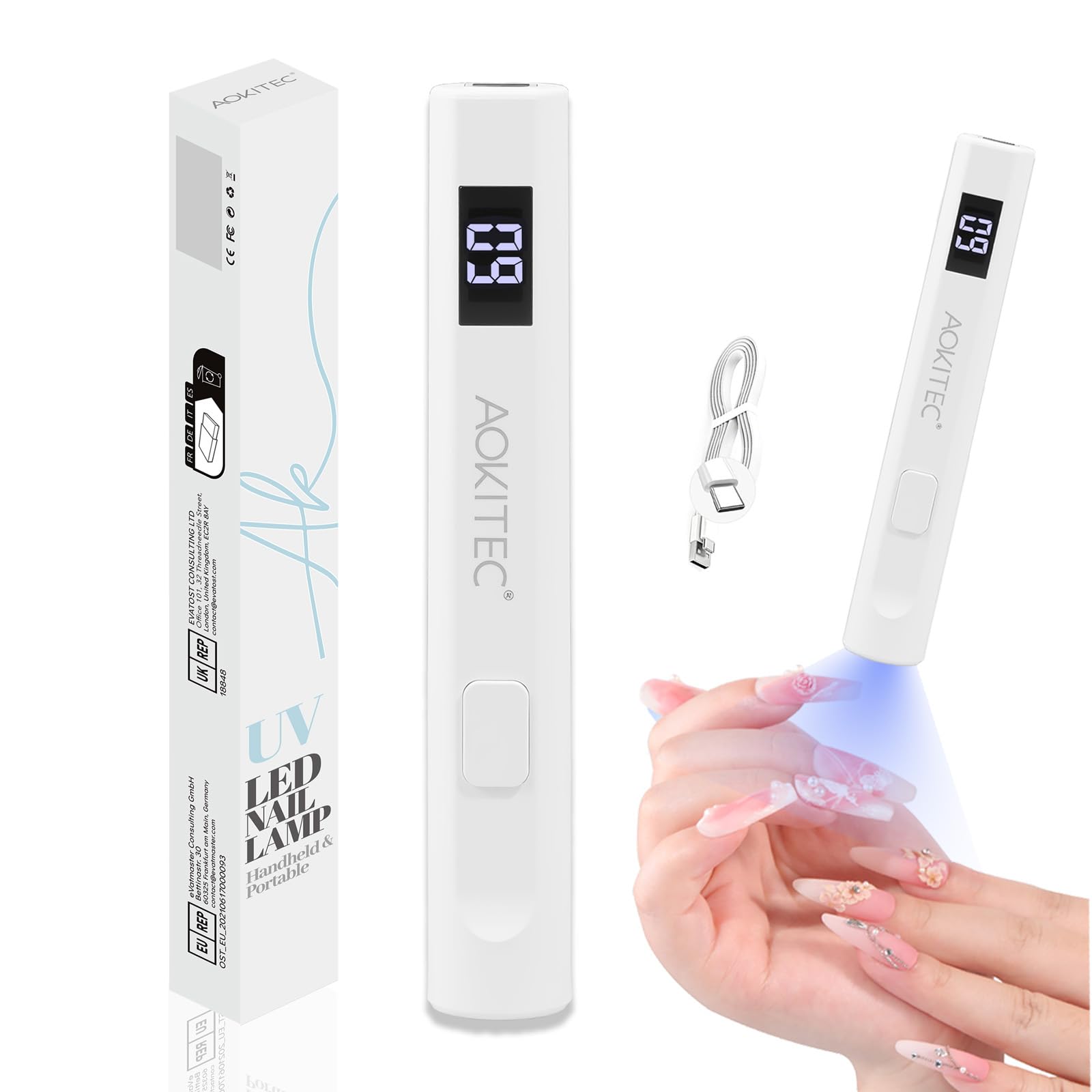 Aokitec Lampara UV LED Uñas con pantalla LCD, Lampara Uñas Semipermanentes, Secador de Uñas Lampara Manicura UV Lamp para Gel Constructor Uñas, Esmaltes Semipermanentes para Uñas, Regalo Mujer