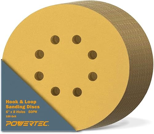Miniatura 10 de POWERTEC 45200XG-50 - Discos de lijado de gancho y bucle de 6 pulgadas y 6 agujeros, 80, 100, 120, 150, 220 granos surtidos para lijadora orbital