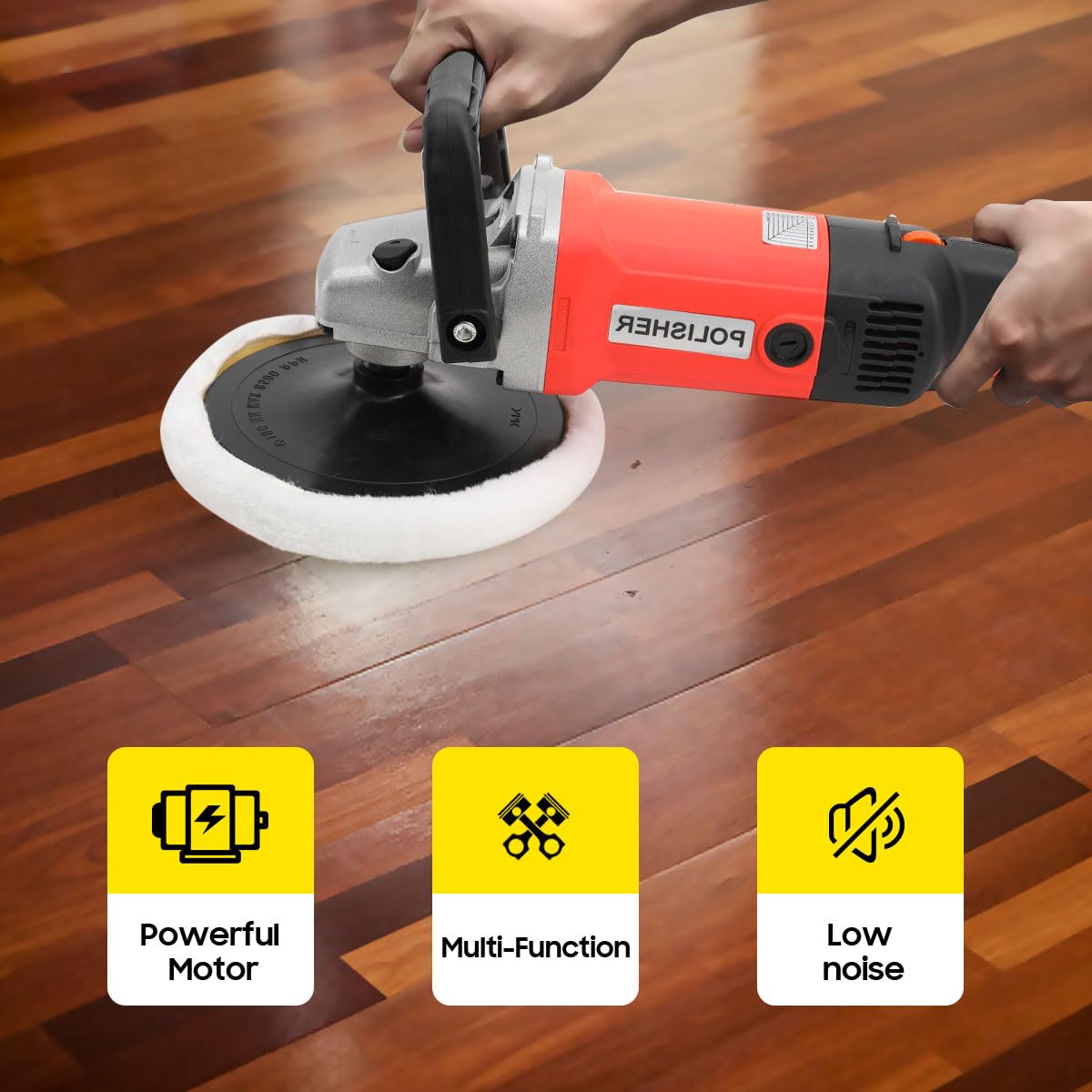 Poliermaschine Auto, 1400W Auto Polierer 8 Variable Geschwindigkeit 3300 RPM Professionell Poliermaschine Set für Auto Möbeln Tellerschleifer mit 2 Pads