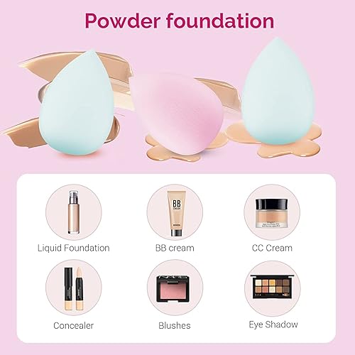 Miniatura 6 de DUAIU - Juego de 15 brochas y esponjas de maquillaje sintéticas, profesionales, con 3 esponjas de maquillaje para base, corrector, crema en polvo y