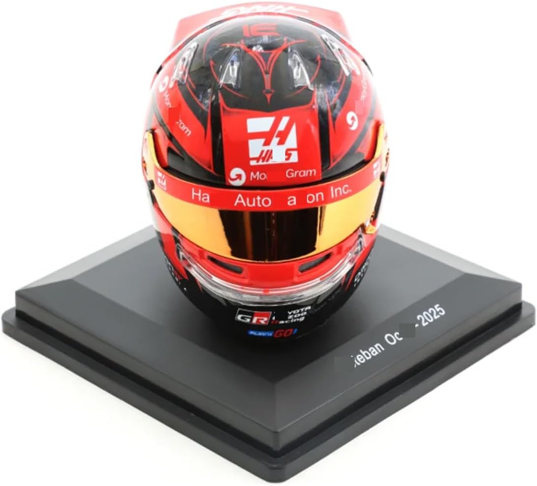 HTLNUZD 2025 1/5 F1 Mini Helmet for HaasTeam Ocon Helmet Resin Miniature Model Ornament Adult Customized Gift