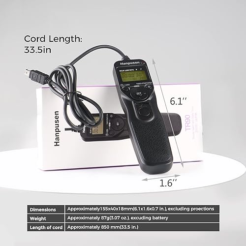 Miniatura 7 de Lanzamiento del obturador del temporizador con cable de la cámara, cables de liberación del obturador del intervalómetro de la cámara compatibles