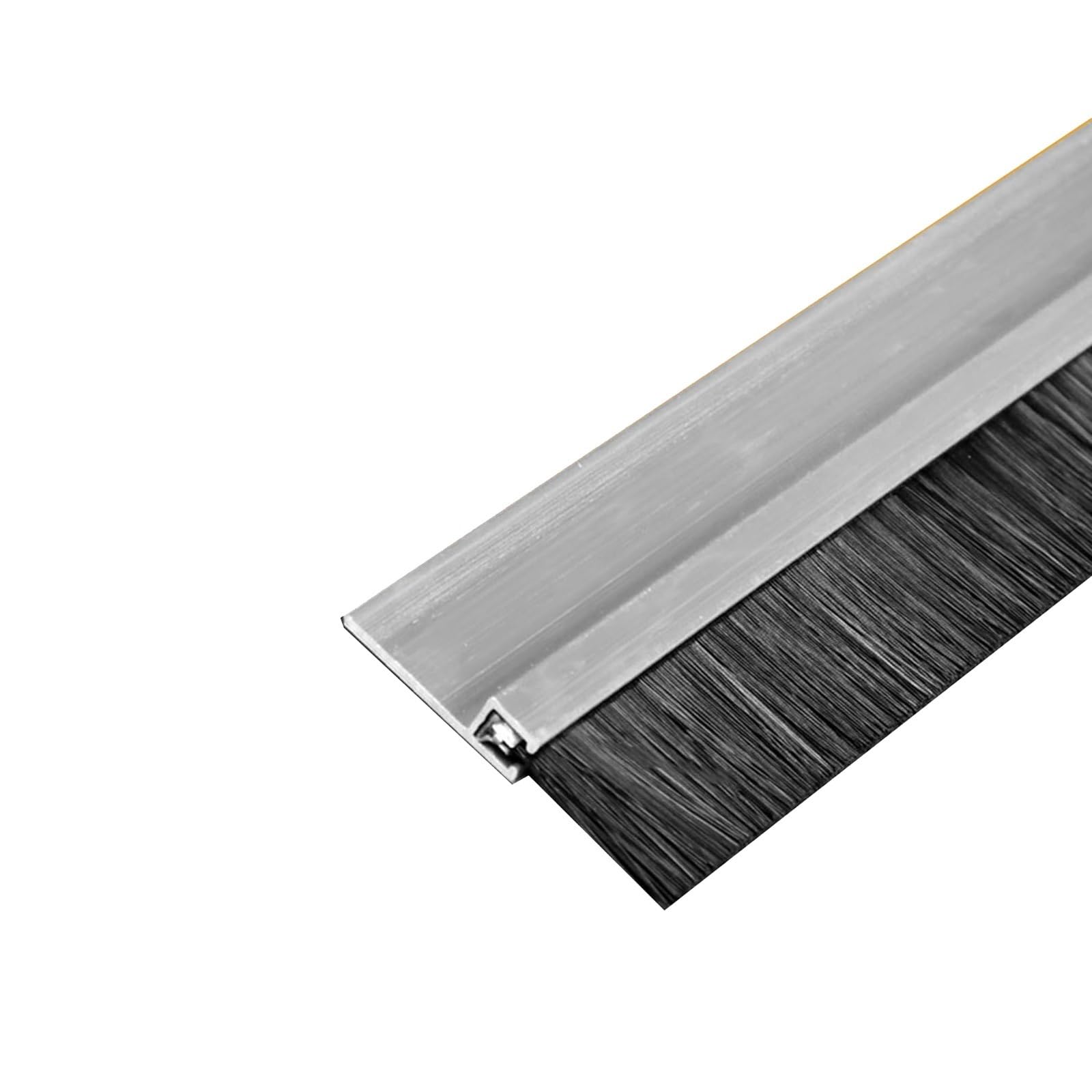 Guarnizione per Porta Scorrevole con Spazzola, in Alluminio e con setole, per casa e Ascensore, Antivento, Altezza 11,2 cm, Regolabile da 1 cm a 30,5 cm, 1 Pezzo - Soluzione Resistente alle