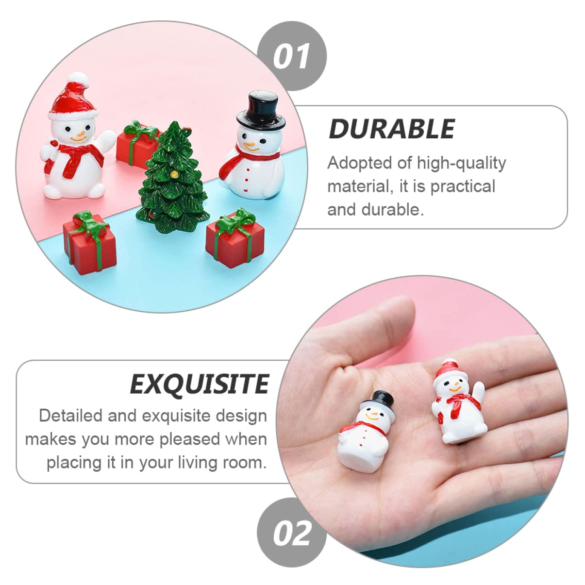 Beatifufu 10pcs Mini Snowman Resin Ornaments Adorable Christmas Decor for Home Office Projects for Festive Landscapes and Unique