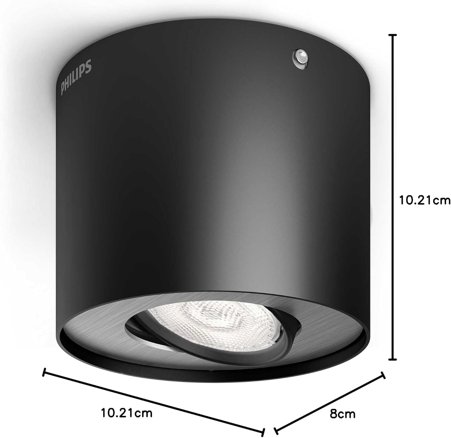 Reflektor Punktowy LED Philips Phase, Ściemnianie Do 10%, 2700K, Łatwa Instalacja, 500lm, 6.5W, Regulowana Głowica Reflektora Punktowego, Eyecomfort, Phase, Czarny