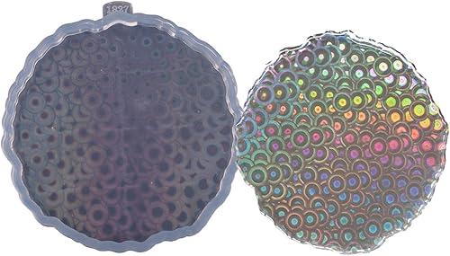 Moldes de silicona de forma redonda irregular, moldes holográficos para posavasos de resina epoxi, molde de silicona holográfica para hacer