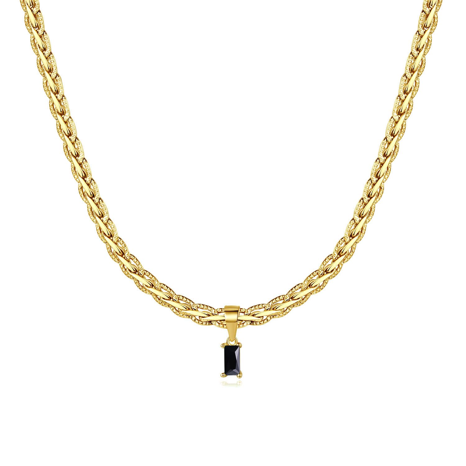 18k Gold gefüllt Vintage Choker S für Frauen wasserdichte Goldhalshöre Anti -Turner Edelstein -Zirkon -Rechteck -Anhänger