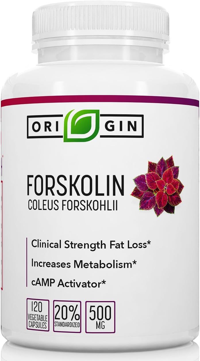 Origin Labs 100% Pure Forskolin Extract for Weight Loss. 120 Veg. Capsules 500mg per Serving. Coleus Forskohlii 20% Forskolin. Fat Burner, Weight Loss Supplement for Men & Women