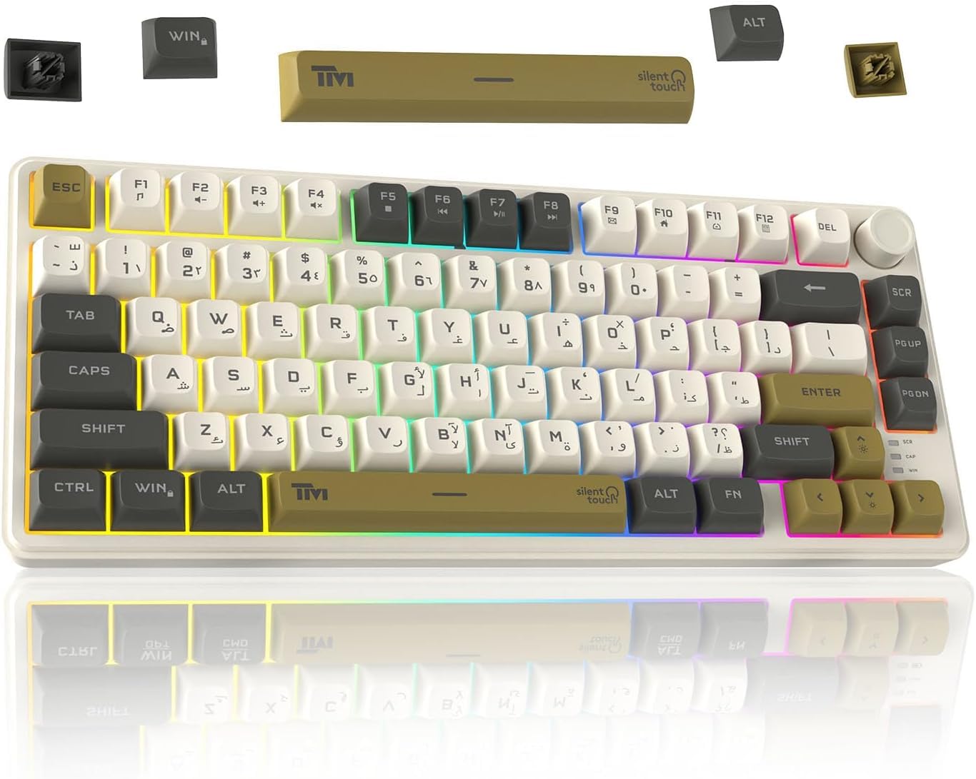 Twisted Minds Imperium Pro Series TM-MK75-WPRO 75% Compact Wired Membrane Keyboard – 80 Keys, English/Arabic Layout, Rainbow Backlighting, Anti-Ghosting (19 Keys), Detachable USB-C Cable