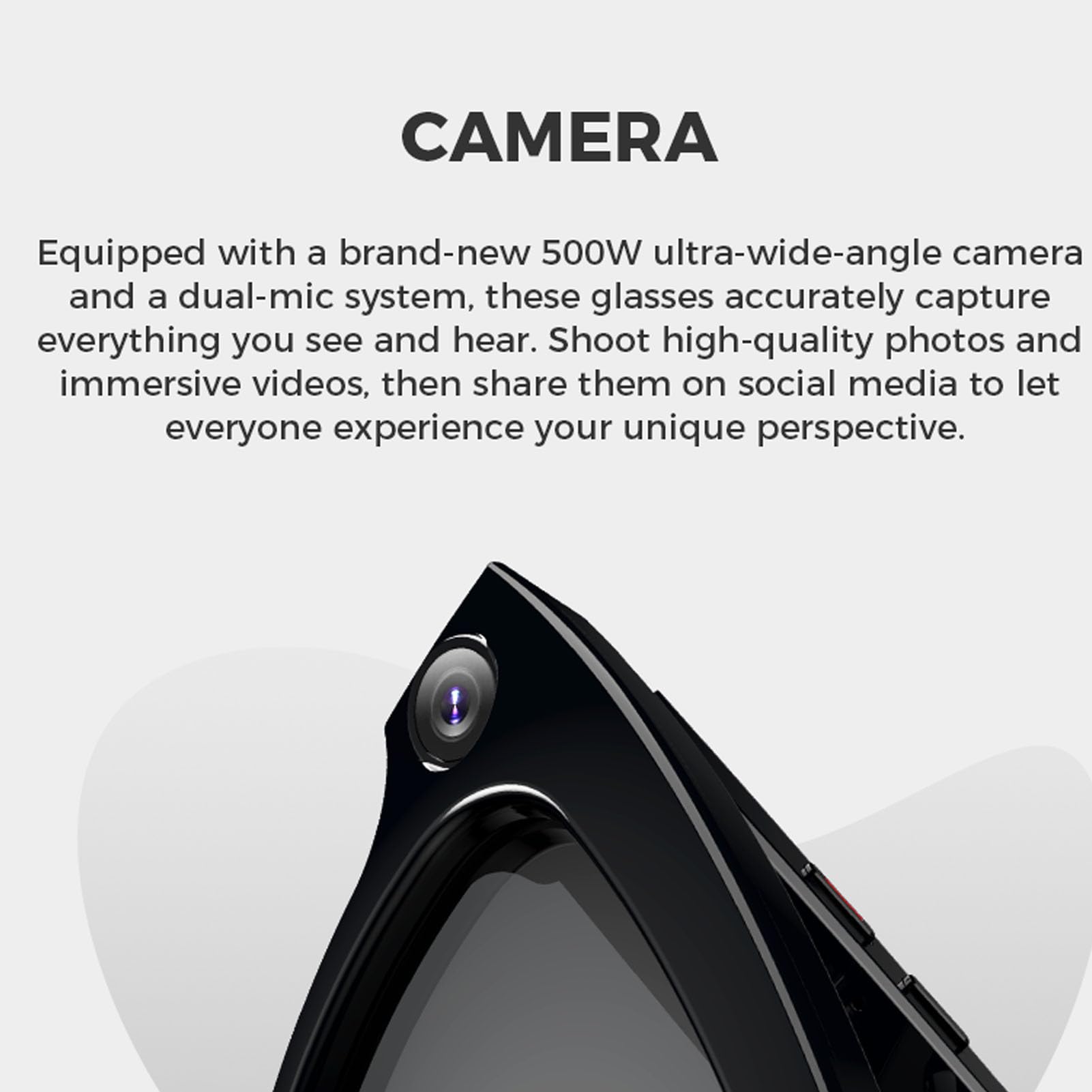 Gafas Inteligentes, Gafas de Traductor de IA, Cámara Multifuncional de 8MP Bluetooth Llama Gafas de Música, Reconocimiento de Objetos de Fotografía, para Chatgpt (Gafas de Sol)