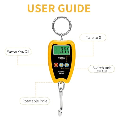 Miniatura 21 de Báscula digital de grúa de 661.4 lbs/660 libras, 440.9 lbs/440 libras con mini báscula colgante LED de mano para garaje, granja, caza, pesca, etc.