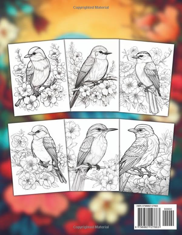 Birds & Flowers Adult Coloring Book - Image 2