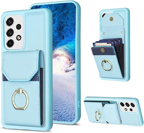 Asuwish Funda de teléfono para Samsung Galaxy A52A52S 5G Funda tipo cartera con soporte de anillo para tarjeta de crédito, ranura para tarjeta de