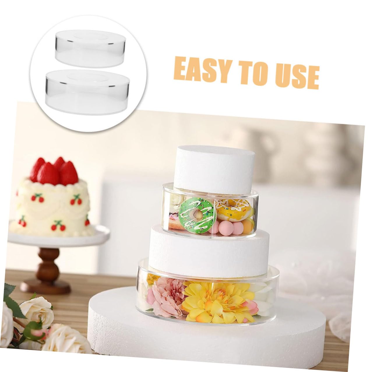 Toyvian Alzata Pezzi Torte e per Rotonda Trasparente Acrilico 2 Supporto Leggero Piccole di Dolci Dessert per Matrimoni e Negozi