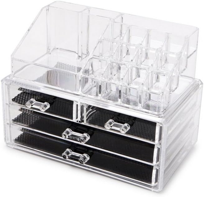 KAMAY'S Cosmetic Make Up Clear Acrylic Organiser 20 Sections with Drawers