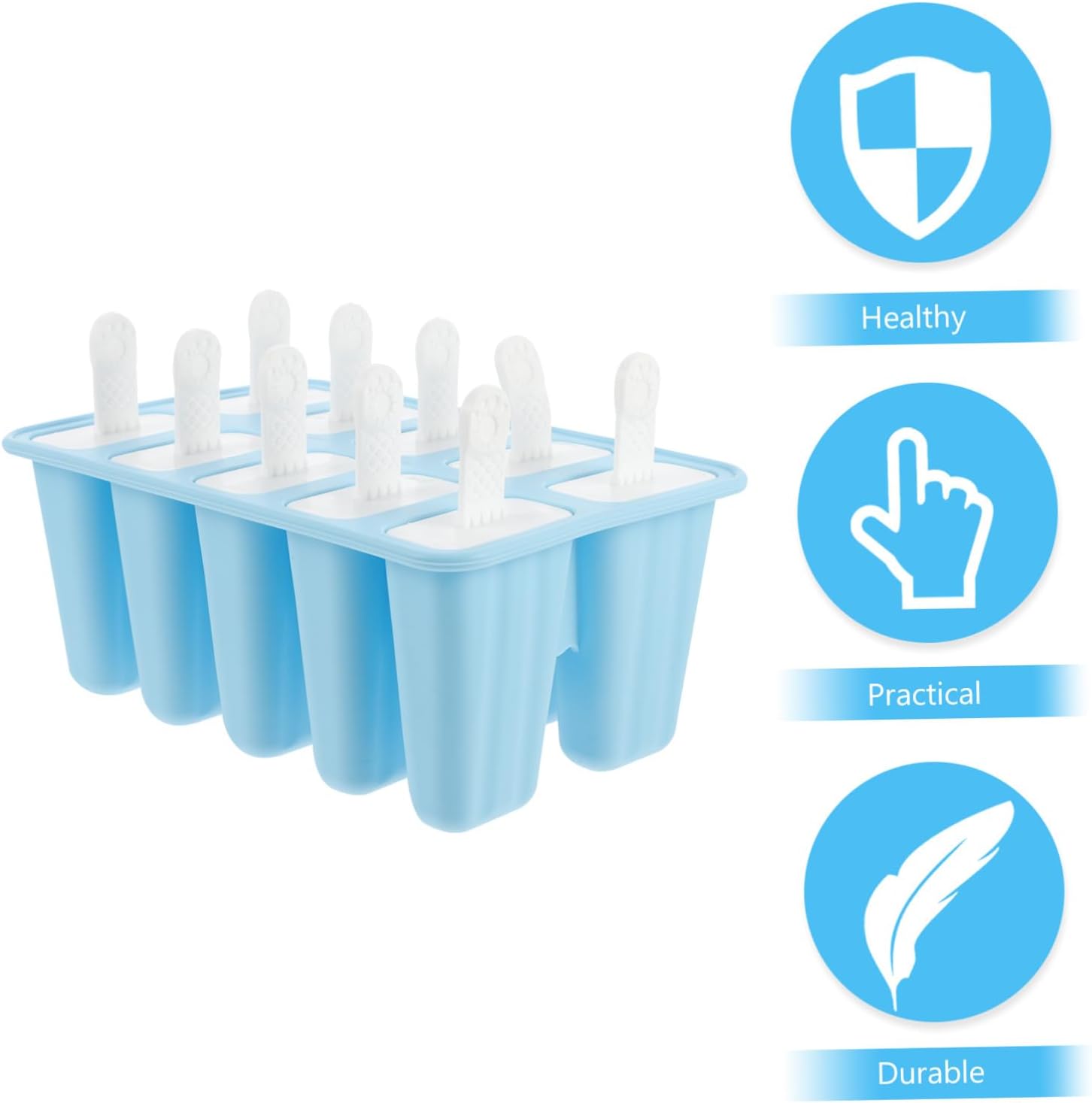 Silicone Ice Cream Maker Ice Pop Mold 10-grid Lolly Mold for Homemade Treats