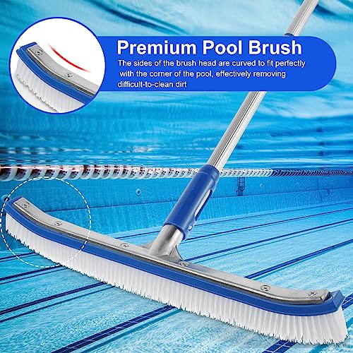 Swimming Pool Wall & Tile Brush Cleaning Tool Set Pool Skimmer Net