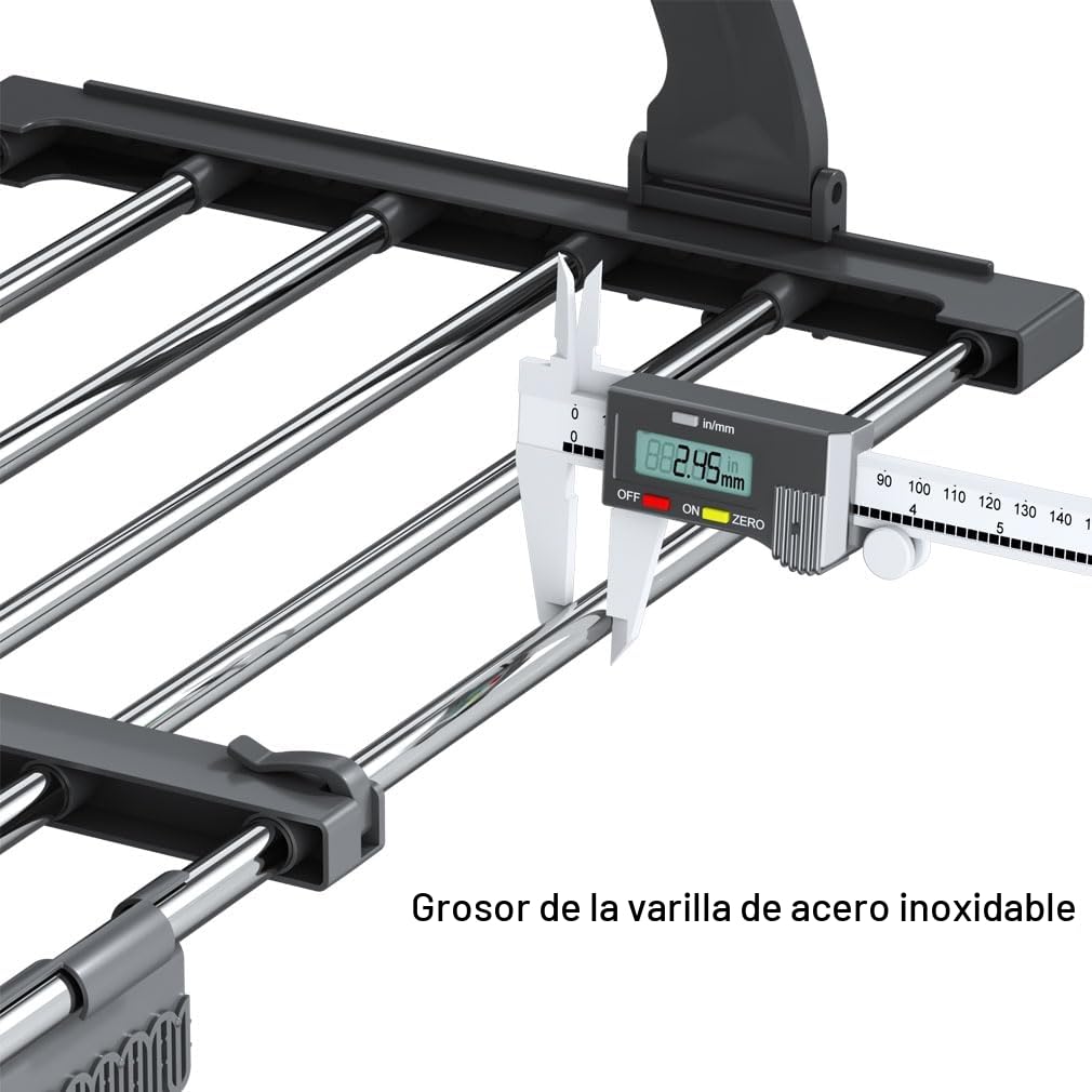 johgee tendedero para radiador, 64-110 cm tendedero extensible para balcón, 6,6 m de longitud de lino seco, multifuncional, torre plegable, secador de radiador