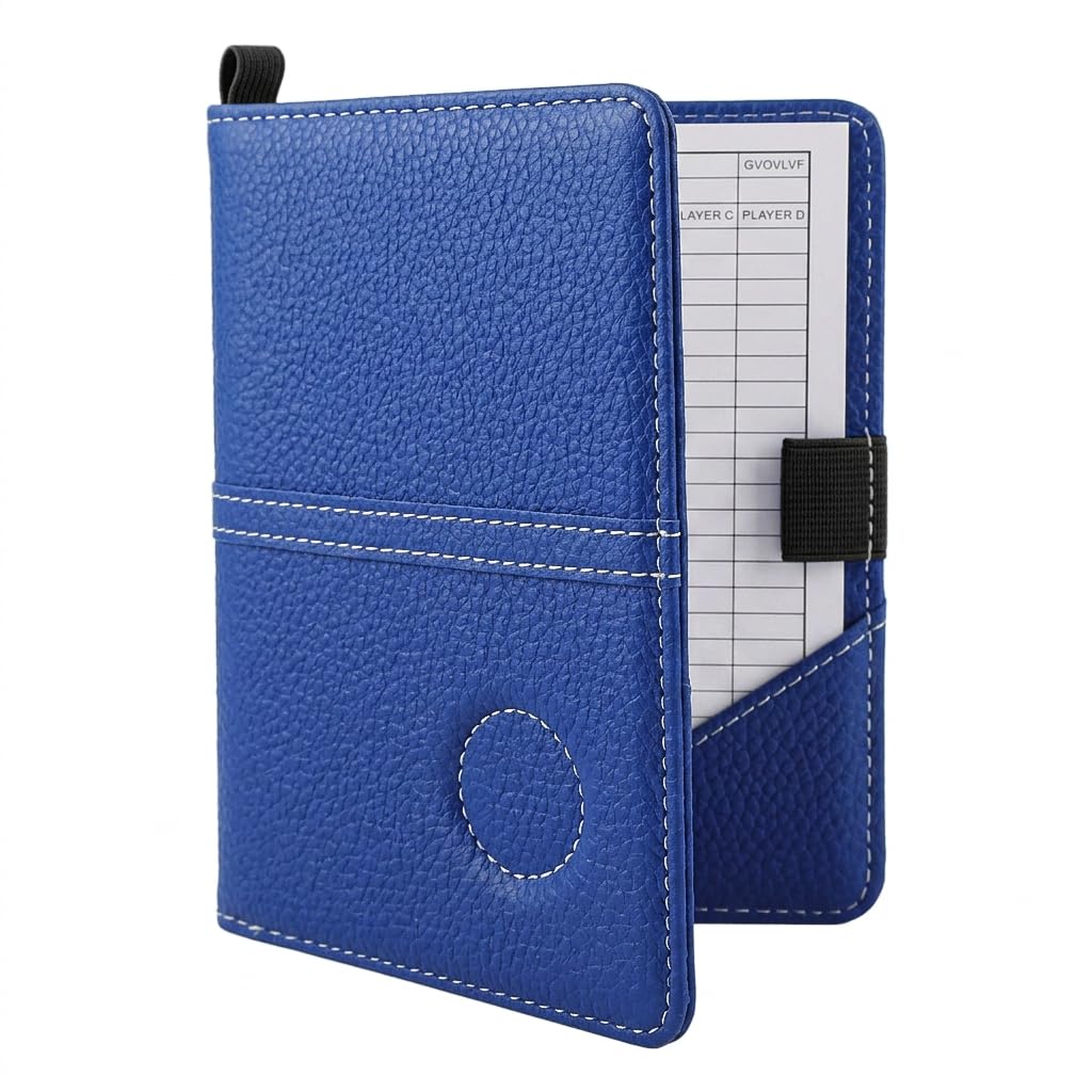 AHRLIC Leather Golf Scorecard Holder Set, Waterproof Golf Card Holder with 2 Scorecards, Portable Foldable Design, Ideal Golf Scorecard Pocket Notebook for Men & Women