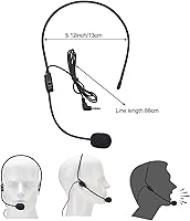 Vista 6 de Juego de 2 micrófonos para auriculares, pluma flexible con cable, conector de 0.138 in negro para profesores, altavoces, bailarines, presentaciones