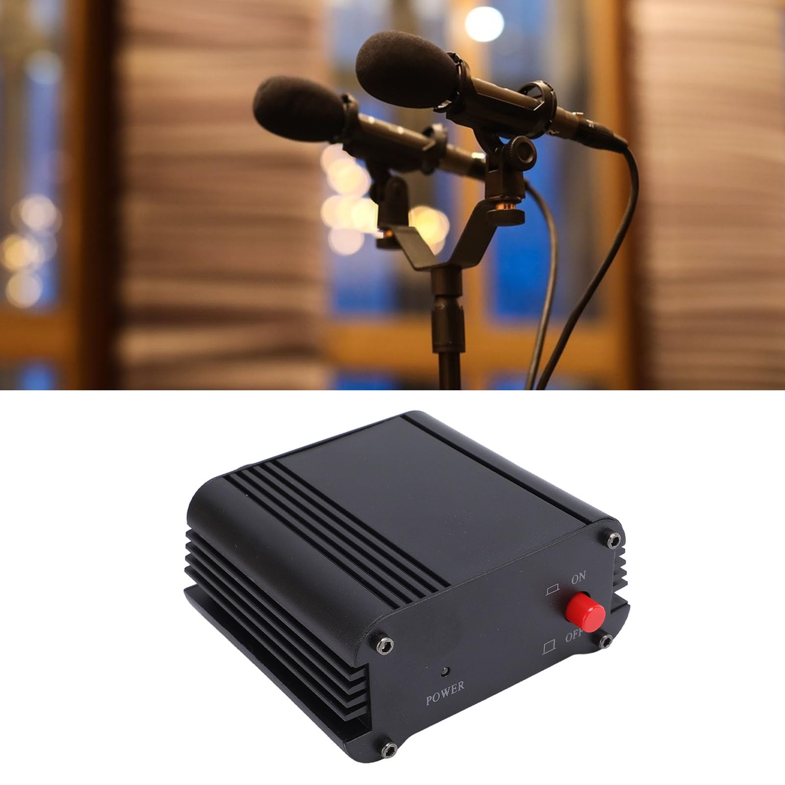 48V Alimentation Fantôme, Plug and Play Aluminium Alliage Portable Power for Condenser Microphone, Mic Préampe, Recording Studios