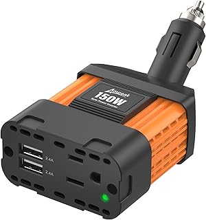 Ampeak 150W Car Power Inverter 12V DC to 120V AC Converter Plug in Adapter with 4.8A Dual USB Ports AC Outlet 11 Safe Protections Cigarette Lighter Adapter Car Laptop Phone Charger for Vehicles