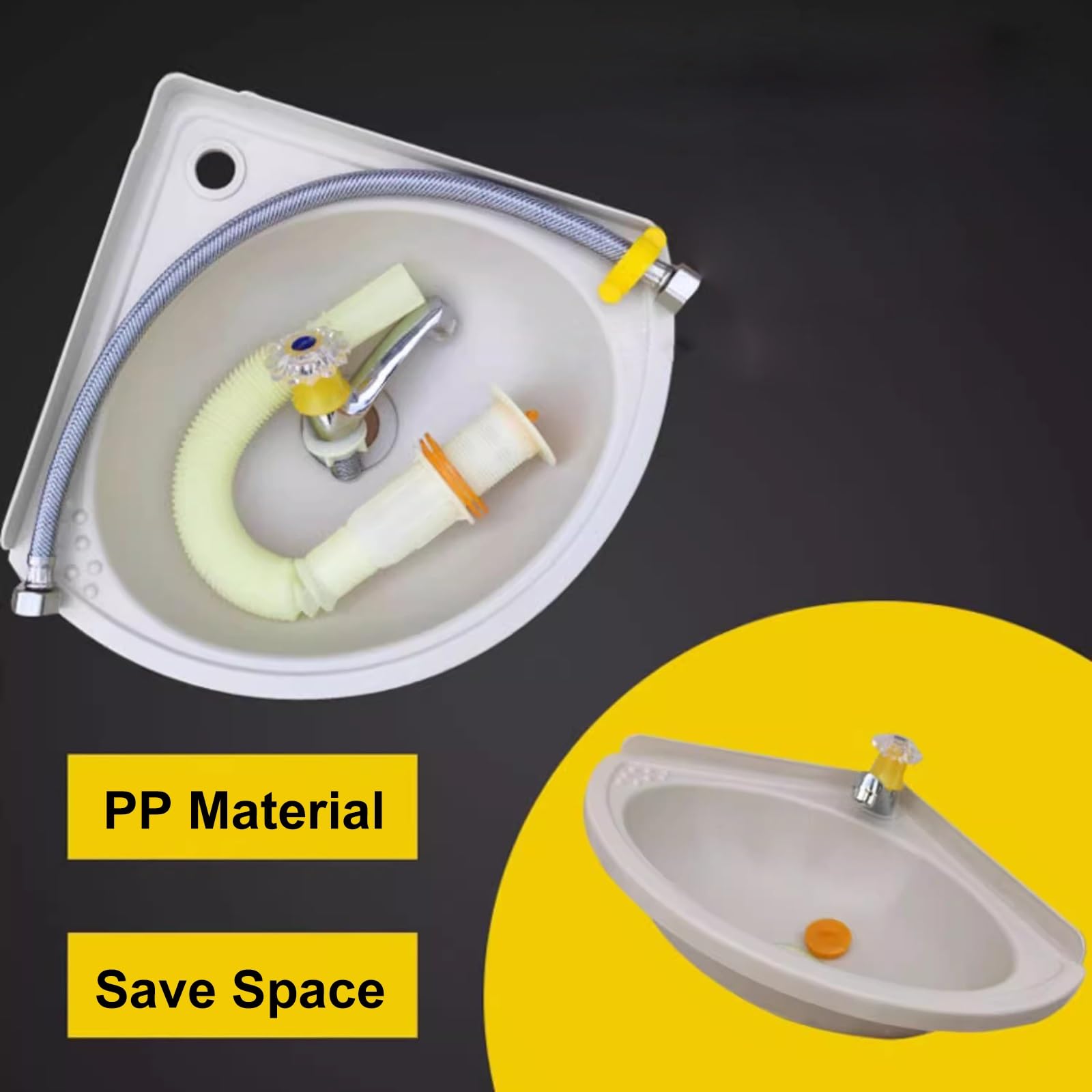 Mini narożna naścienna plastikowa umywalka kompaktowa wanna do kampera i łazienki stylowy design oszczędzający miejsce kolor D