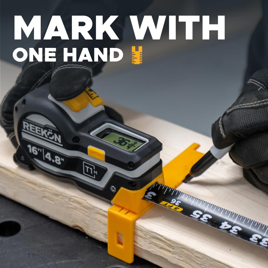 REEKON T1M Utility Digitales Maßband, 7,6 m (geteilt) – Bluetooth-Smart-Messwerkzeug, 1/32 Zoll Genauigkeit, spart 1000+ Messungen, LCD-Display, 150 Stunden + Akkulaufzeit, wiederaufladbar