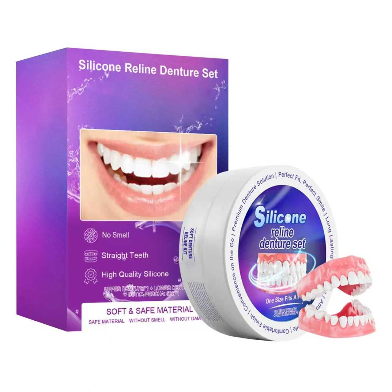 シリコン入れ歯セット、 Sorribemシリコーン入れ歯、 簡易入れ歯、 シリコン 入れ歯 、 入れ歯 マウスピース、 Silicone Reline Denture Set、 男女兼用 着脱可能な付け歯 変色しないポータブル 簡単操作再利用可能