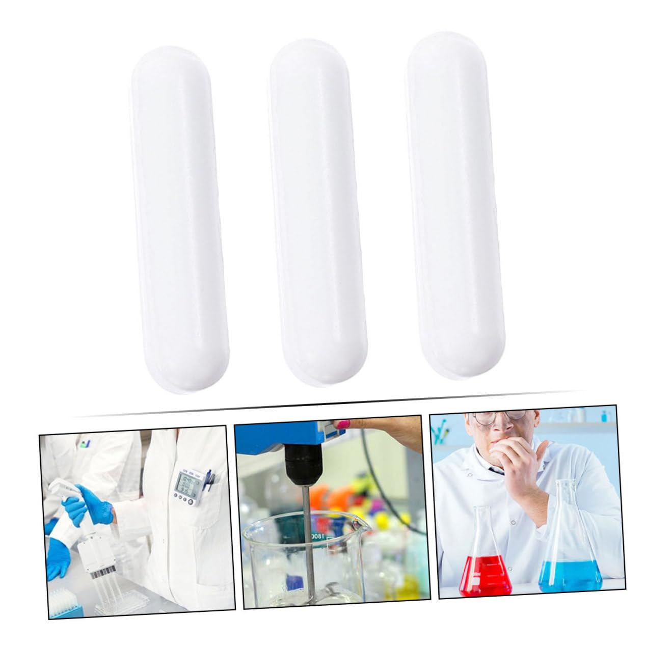 Asta di Agitazione Magnetica Ptfe Bianca 16 Pezzi per Laboratorio | Uso in Università e Prove Sperimentali, Riduce L’attrito senza Contatto Diretto, Strumento per Miscelazione