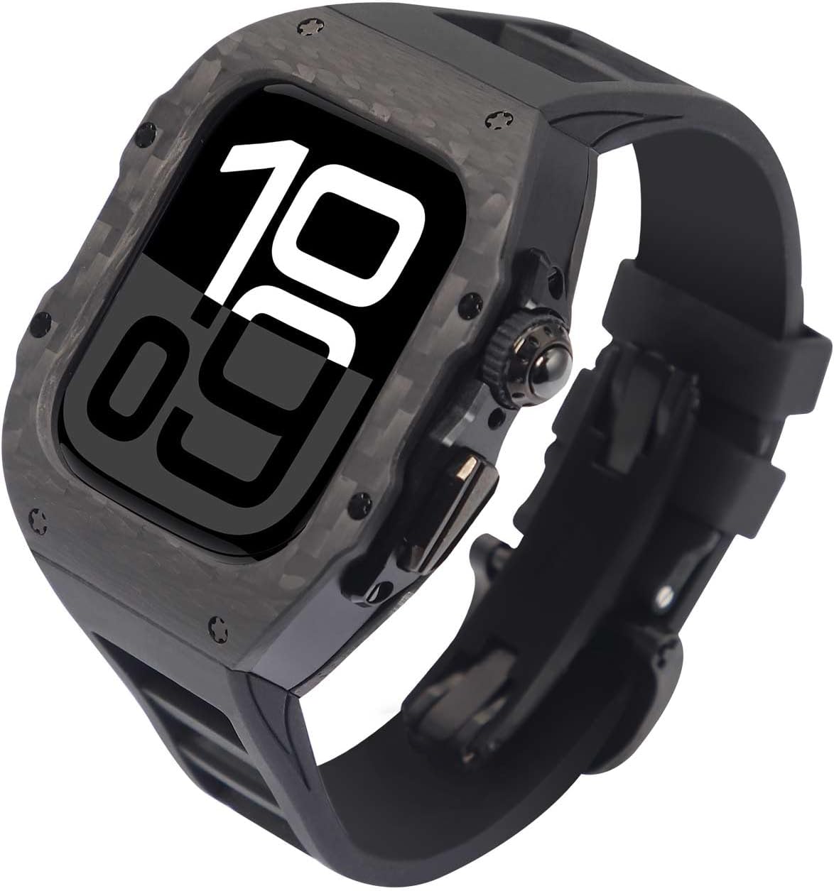For Apple Watch Series 10 46mm用ケースとバンド メンズ カーボン