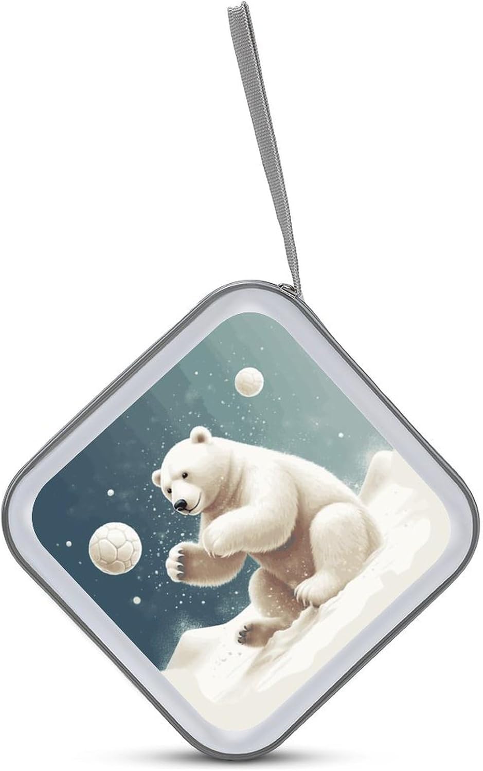 Funny Polar Bear Playing Snowball CD Case CD Storage Box DVD Sleeves