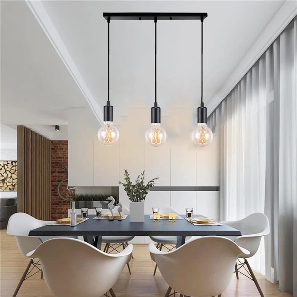Lampada a ragno moderna nero Lampadario a sospensione metallo, illuminazione industriale a soffitto, lampadario E27 3 luci per soggiorno ristorante camera da letto sala da pranzo