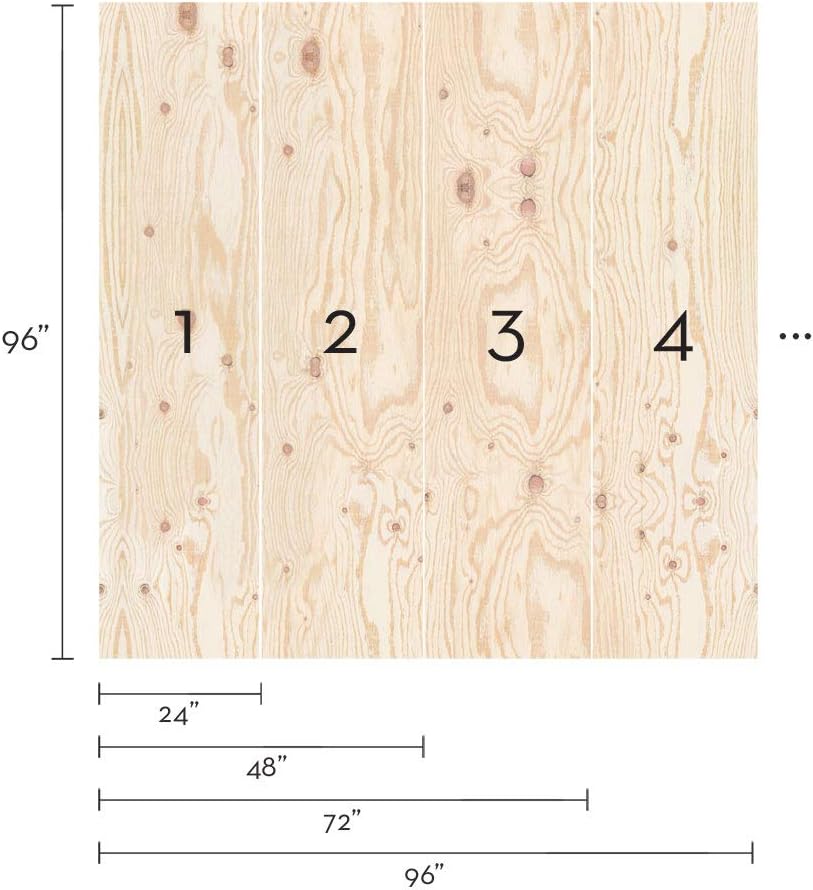 Simple Shapes Plywood Mural Wall Art Wallpaper - Peel and Stick (4 Sheet Pack - 2ft x 8ft)