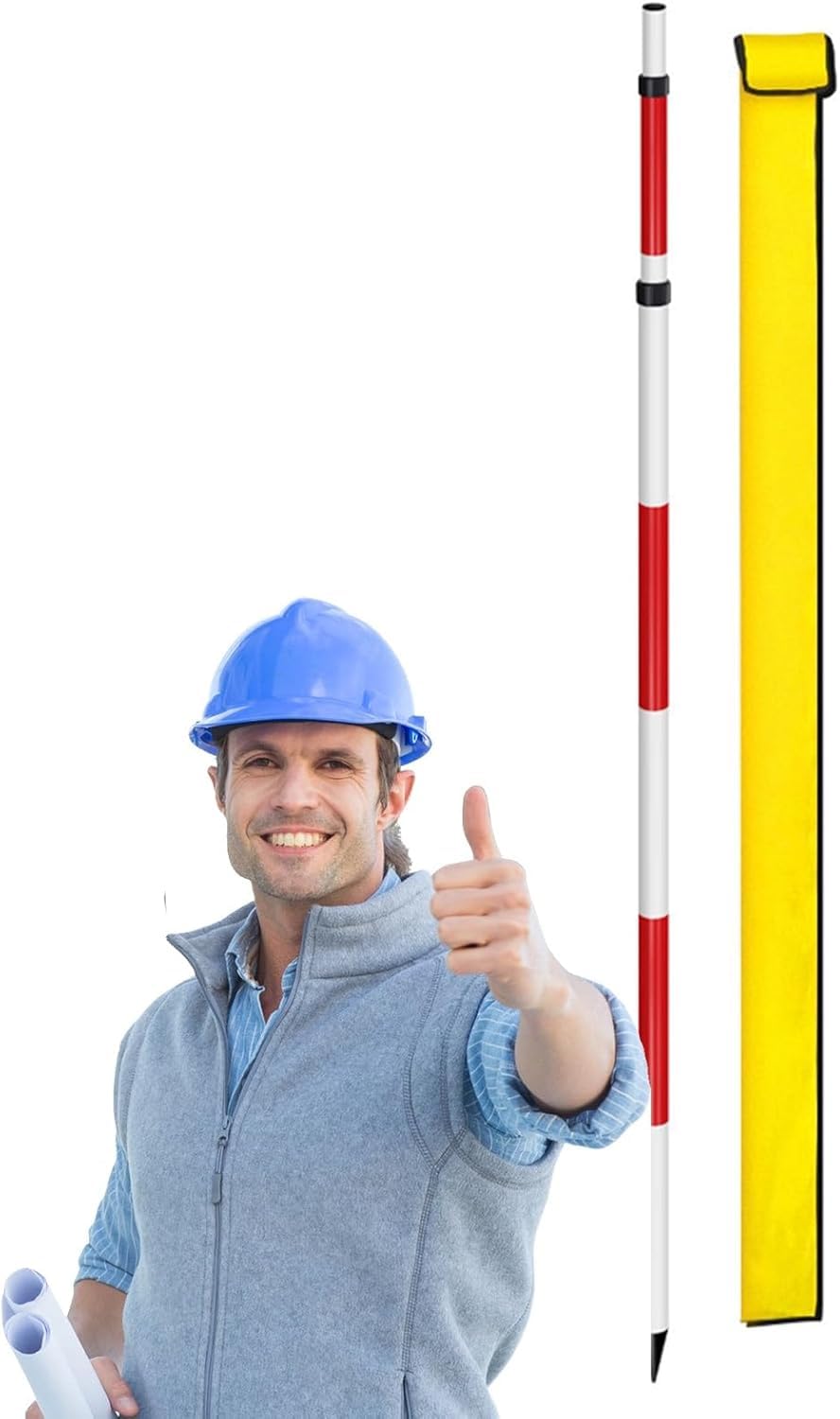 Varilla de medición topográfica Varilla telescópica de aluminio for inspección construcción, poste prisma ajustable con bolsa transporte, equipo topografía(3m/9.8ft)