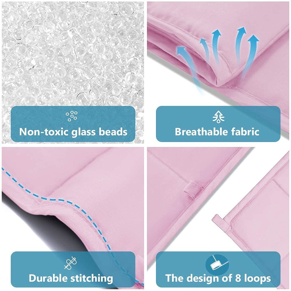 Syrinx Weighted Blanket Twin Size 12 lbs, 48''x72'' for Adults, Pink, Breathable Heavy Blanket with Glass Beads