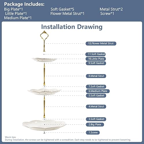 Miniatura 2 de Soporte de cerámica para cupcakes de 3 niveles, bandeja escalonada blanca para cupcakes, soporte de servicio de 3 niveles para fiesta de té,